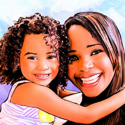 Watercolor Pop Art Portrait for A Family of Three from Photos,by myDaVinci - myDaVinci